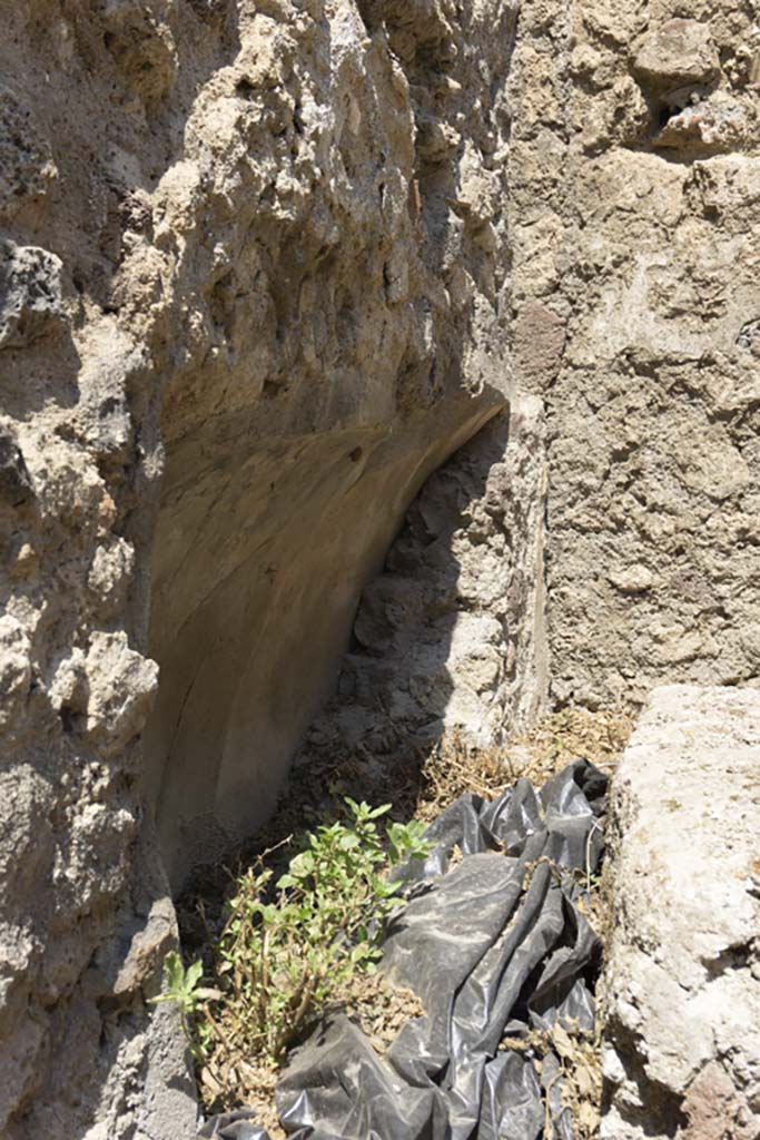 VI.12.5 Pompeii. 14th July 2017. Room 15, west wall in north-west corner of triclinium.
Foto Annette Haug, ERC Grant 681269 DÉCOR.
