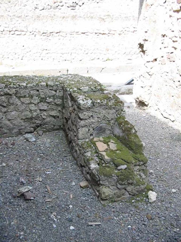 VI.13.17 Pompeii. May 2003. Looking west from rear of counter and remains of hearth. Photo courtesy of Nicolas Monteix.