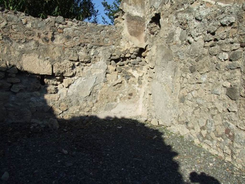 VI.14.5 Pompeii. December 2007. North-east corner of triclinium, taken from VI.14.7.