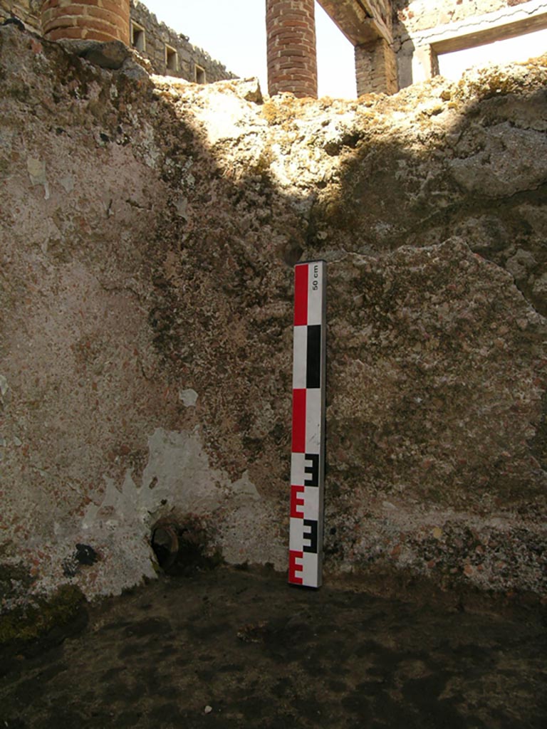 VI.14.22 Pompeii. June 2006. Room 12, detail from west rinsing basin. Photo courtesy of Nicolas Monteix.
