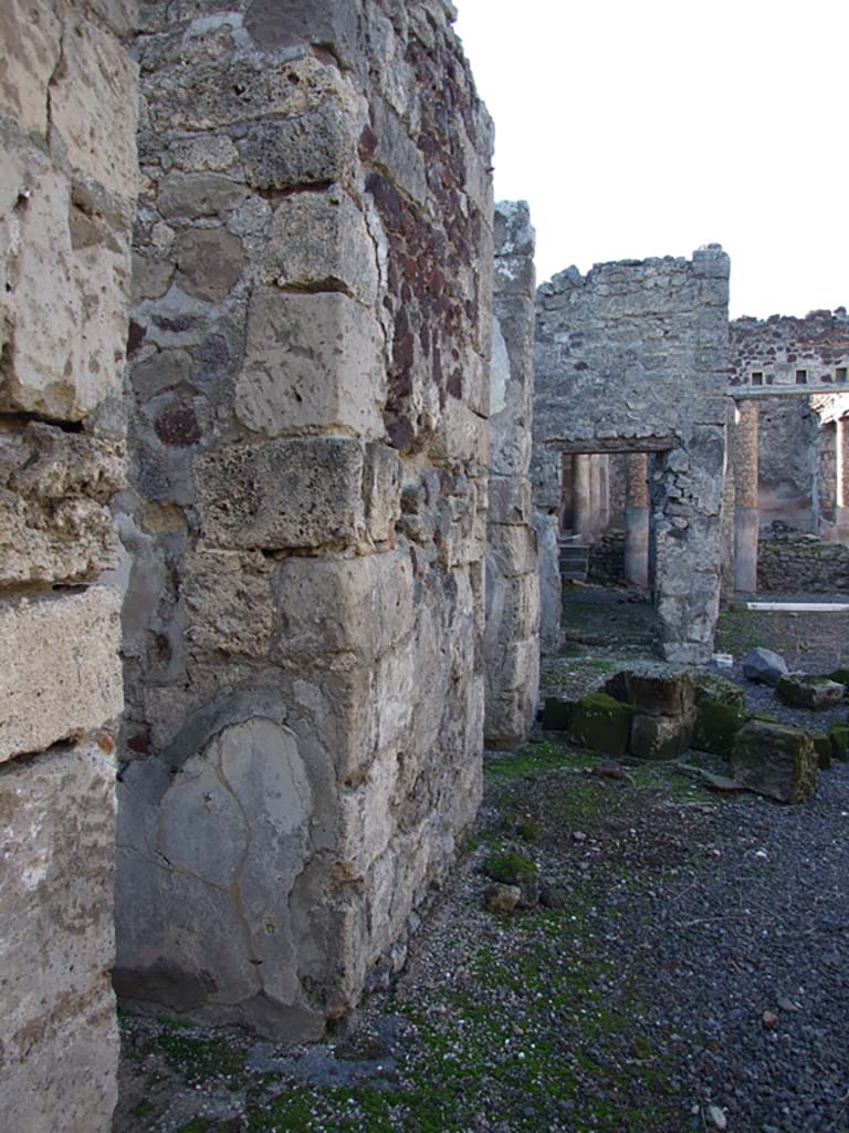 VI.14.22 Pompeii. December 2007.
Room 1, looking west along south side of atrium, and doorways to rooms 2, 3 and 4.