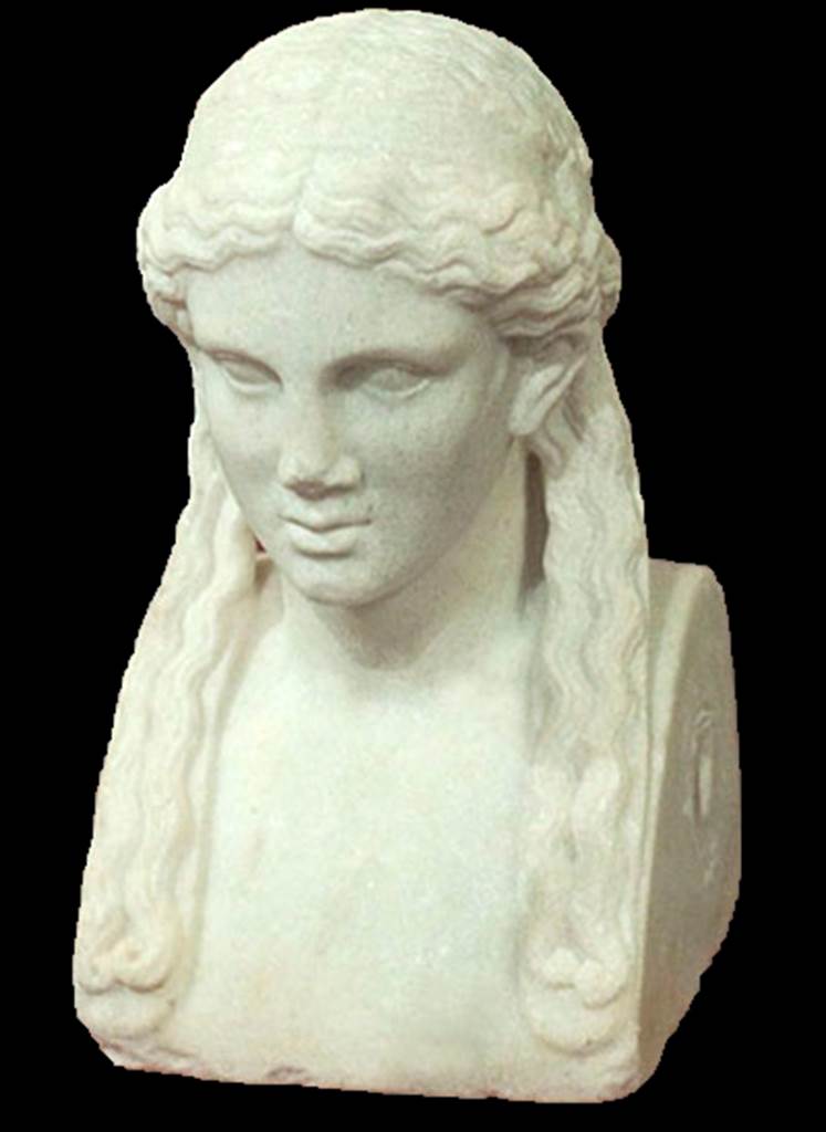 VI.14.27 Pompeii. Found in a small courtyard “i” at the rear of the house was a marble herm of Dionysus.
Now in Naples Archaeological Museum. Inventory number 110874.