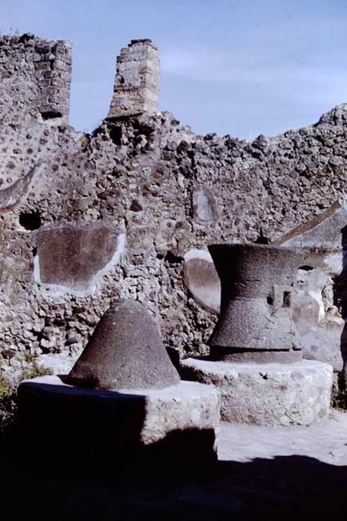 VI.14.32 Pompeii. 1968. Looking towards mills on east side. Photo by Stanley A. Jashemski.
Source: The Wilhelmina and Stanley A. Jashemski archive in the University of Maryland Library, Special Collections (See collection page) and made available under the Creative Commons Attribution-Non Commercial License v.4. See Licence and use details. J68f0266