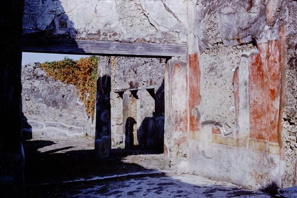 VI.14.40 Pompeii. 1966. Looking south-east through tablinum towards south wall and peristyle area. Photo by Stanley A. Jashemski.
Source: The Wilhelmina and Stanley A. Jashemski archive in the University of Maryland Library, Special Collections (See collection page) and made available under the Creative Commons Attribution-Non Commercial License v.4. See Licence and use details.
J66f0251