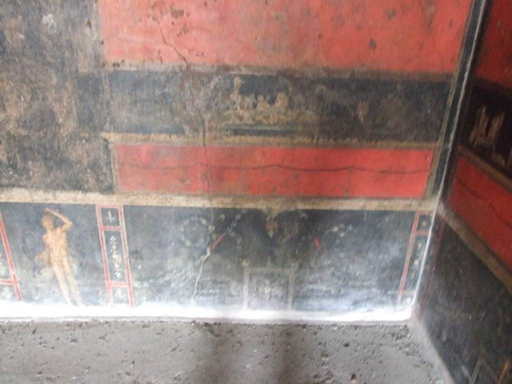 VI.15.1 Pompeii. December 2006. Lower north wall in north-east corner with painting of cupids celebrating the festival of Vesta.