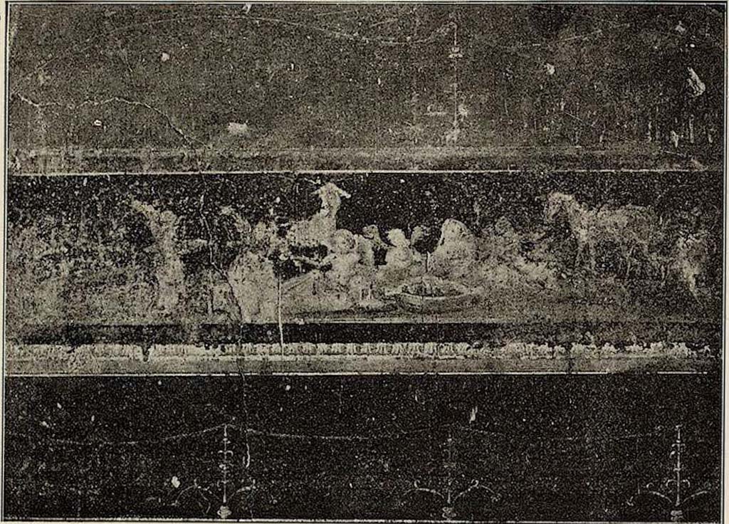 VI.15.1 Pompeii. Detail from north wall, at east end, cupids celebrating the festival of Vesta.
See Sogliano, A. La Casa dei Vettii in Pompei Mon. Ant. 1898, (p.353-4, fig 53)