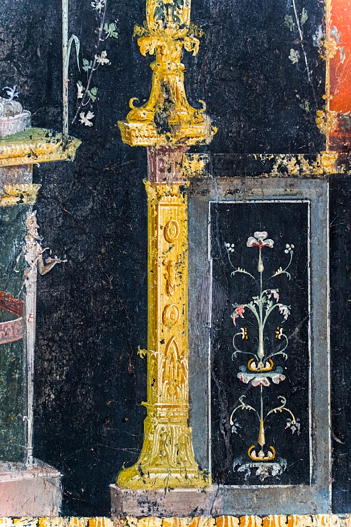 VI.15.1 Pompeii. August 2023. Detail from east wall. Photo courtesy of Johannes Eber.