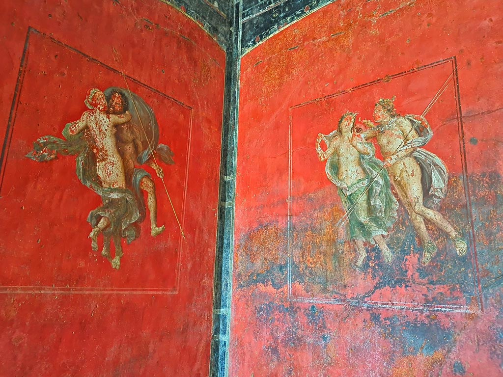 VI.15.1 Pompeii. April 2023. Detail from north-west corner. Photo courtesy of Giuseppe Ciaramella.