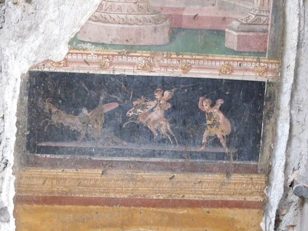 VI.15.1 Pompeii. December 2006. Detail of painting in Atrium on doorway to bedroom on left of main entrance.