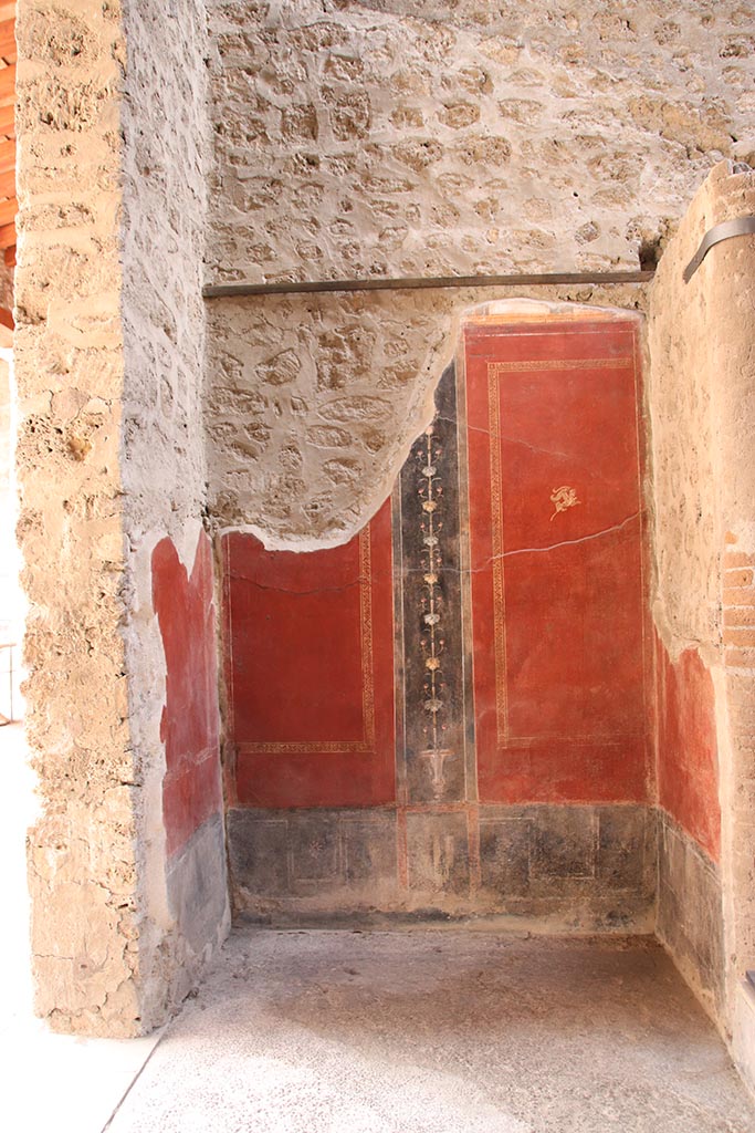 VI.15.1 Pompeii. October 2024.
Looking towards west wall near entrance doorway. Photo courtesy of Klaus Heese.