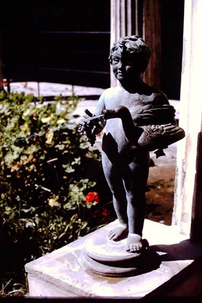 VI.15.1 Pompeii, 1968. Bronze statuette working as a fountain. Photo by Stanley A. Jashemski.
Source: The Wilhelmina and Stanley A. Jashemski archive in the University of Maryland Library, Special Collections (See collection page) and made available under the Creative Commons Attribution-Non Commercial License v.4. See Licence and use details.
J68f0688