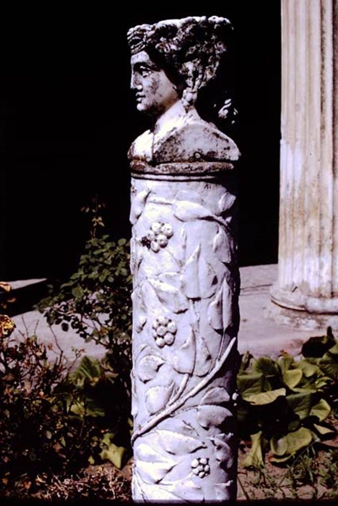 VI.15.1 Pompeii, 1968. Double bust of Silenus and a bacchante at the top of a herm. Photo by Stanley A. Jashemski.
Source: The Wilhelmina and Stanley A. Jashemski archive in the University of Maryland Library, Special Collections (See collection page) and made available under the Creative Commons Attribution-Non Commercial License v.4. See Licence and use details.
J68f0691