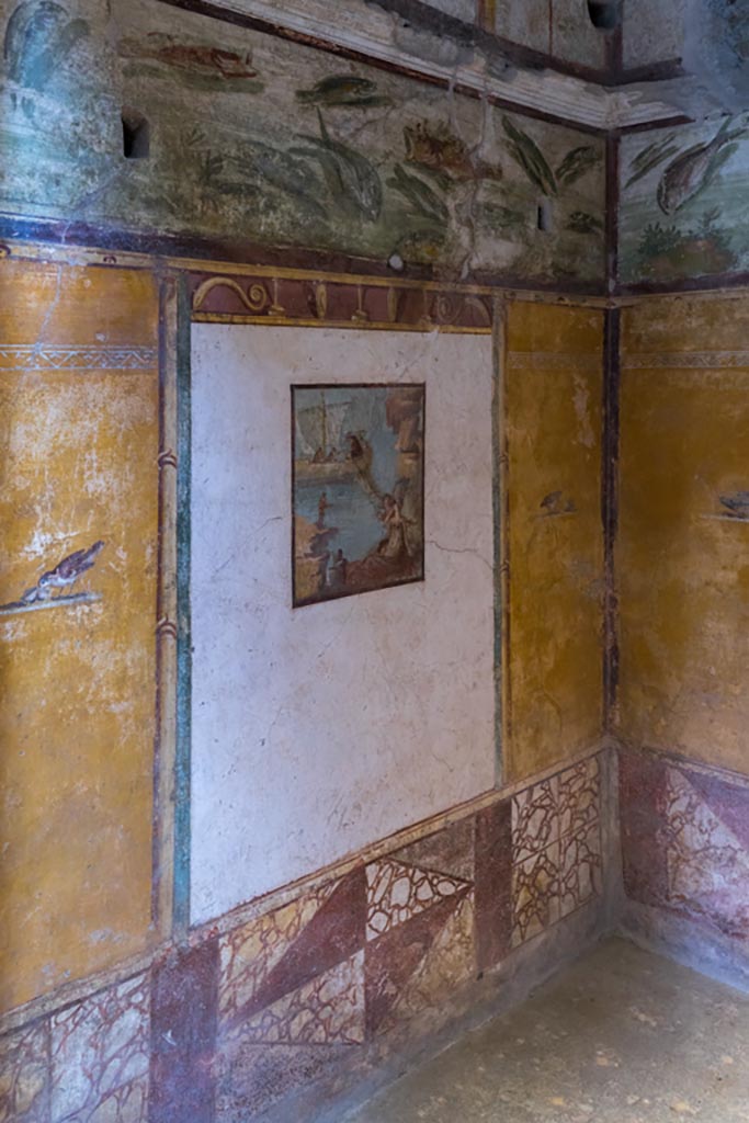 VI.15.1 Pompeii. March 2023.
Looking east along north wall of cubiculum towards north-east corner. Photo courtesy of Johannes Eber.
(PPM – room d).