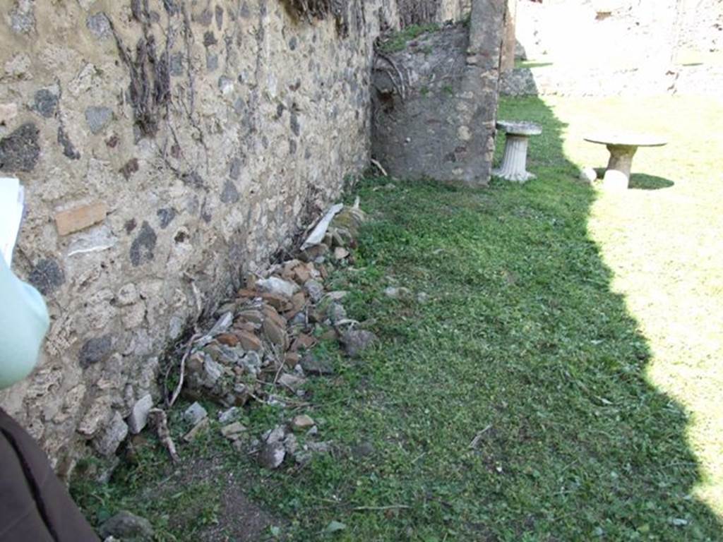 VI.15.5 Pompeii. March 2009. Garden area 11. looking north along west wall.