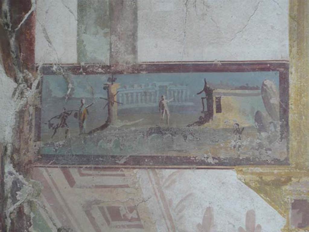 VI.15.8 Pompeii. May 2011. Painted panel from the east end of the south wall.
Photo courtesy of Buzz Ferebee.