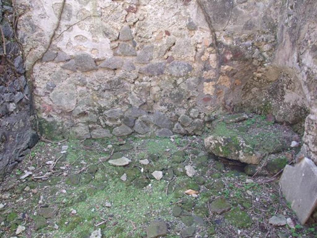VI.15.9 Pompeii. March 2009. Kitchen area, base of stairs leading to a loft or pergula. Looking south.