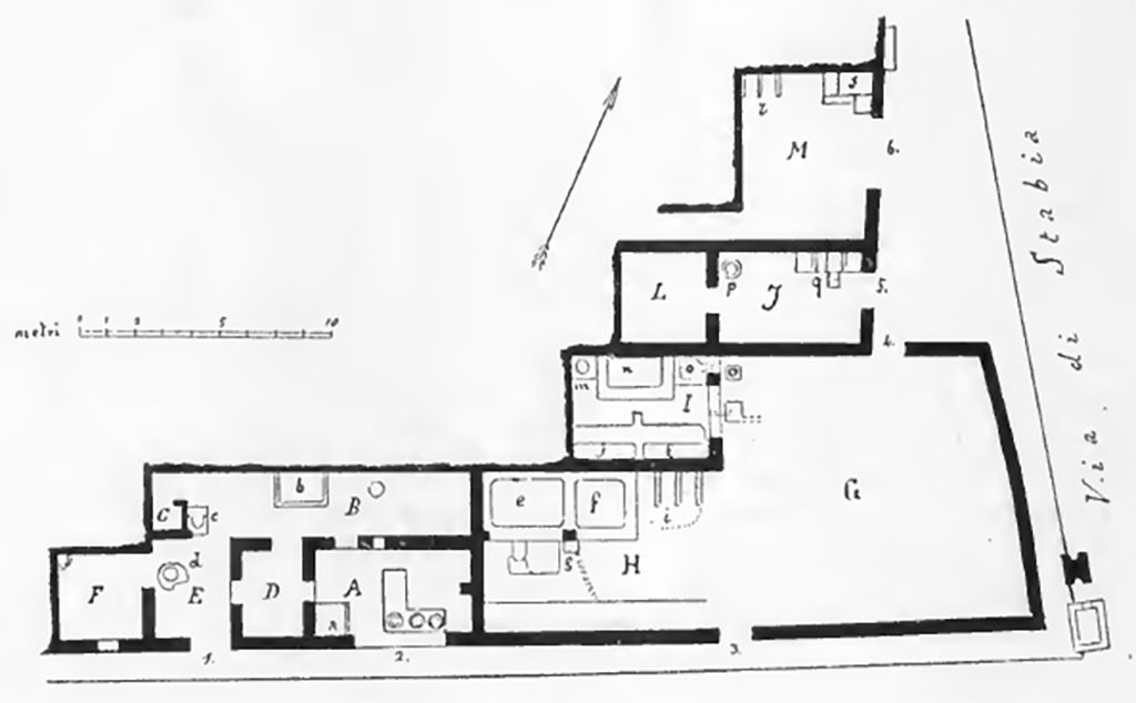 VI.16.1/2 and VI.16.3 Pompeii. Drawing of plan from NdS 1906; for details of VI.16.1 and 2, see pages 345-348.
See Notizie degli Scavi di Antichità, 1906, (p.346, fig.1)