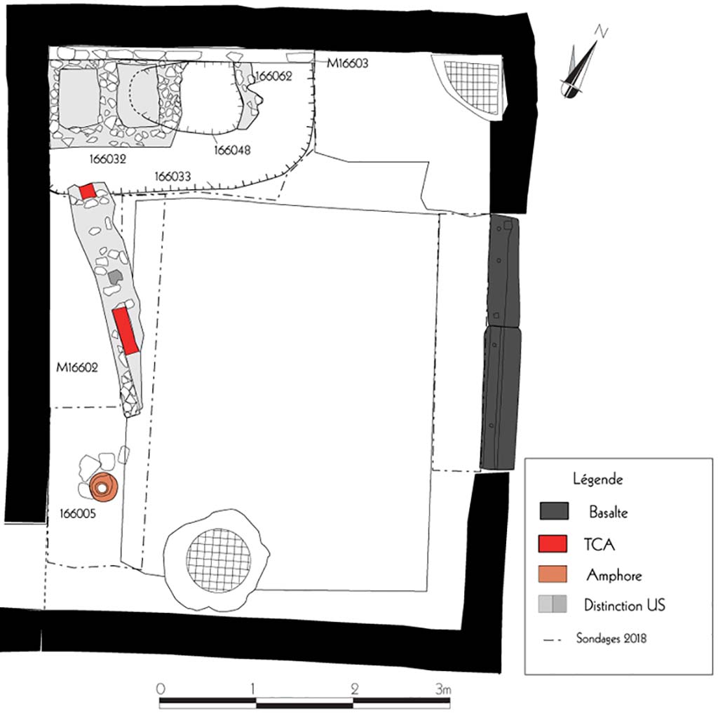 Fig. 29 – Pompéi, VI 16, 6. Plan général des vestiges mis au jour pendant la campagne 2018.
Relevé, dessin : S. Aho, F. Fouriaux/EFR. Licence creative commons, © CC BY-NC-SA.