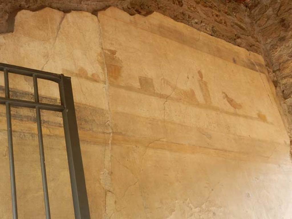 VI.16.7 Pompeii. May 2016. Entrance “A” upper south wall, painting of still life, after recent restoration. Photo courtesy of Buzz Ferebee.