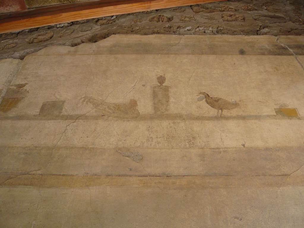 VI.16.7 Pompeii. June 2013. Entrance “A” upper south wall. Painting of still life, after recent restoration. Photo courtesy of Buzz Ferebee.