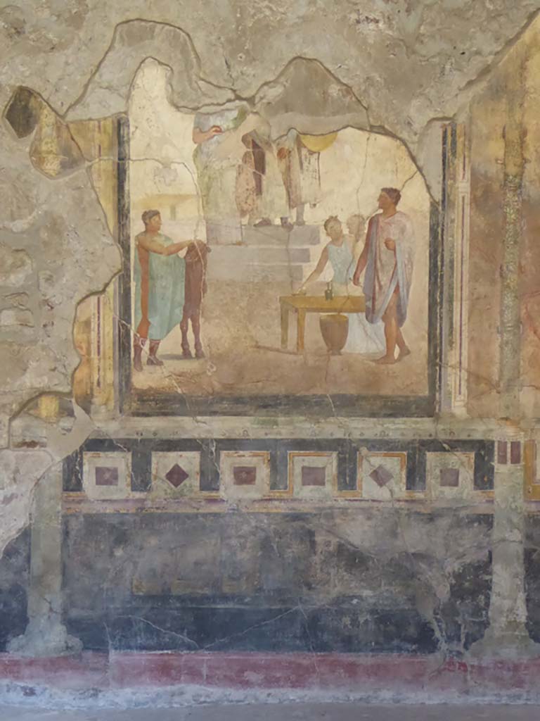 VI.16.7 Pompeii. September 2015. Room G, central panel on east wall.
Foto Annette Haug, ERC Grant 681269 DÉCOR.