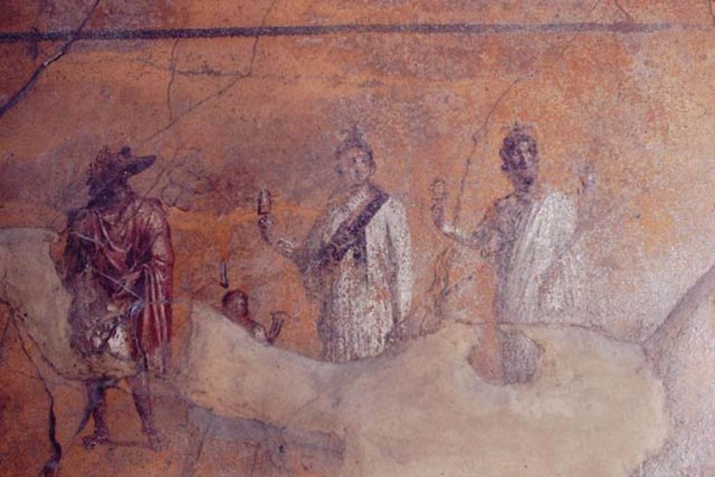 VI.16.7 Pompeii. 1968. Room F, painting of gods on the south wall of the peristyle. Photo by Stanley A. Jashemski.
Source: The Wilhelmina and Stanley A. Jashemski archive in the University of Maryland Library, Special Collections (See collection page) and made available under the Creative Commons Attribution-Non Commercial License v.4. See Licence and use details.
J68f0223