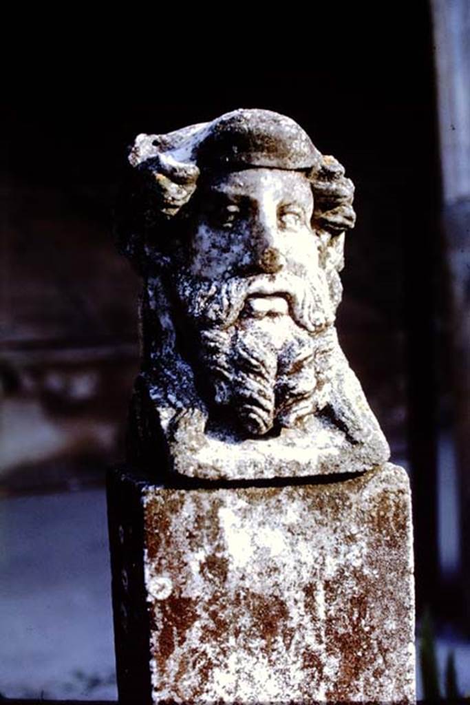 VI.16.7 Pompeii. 1966. White marble head. Photo by Stanley A. Jashemski.
Source: The Wilhelmina and Stanley A. Jashemski archive in the University of Maryland Library, Special Collections (See collection page) and made available under the Creative Commons Attribution-Non Commercial License v.4. See Licence and use details.
J66f0253