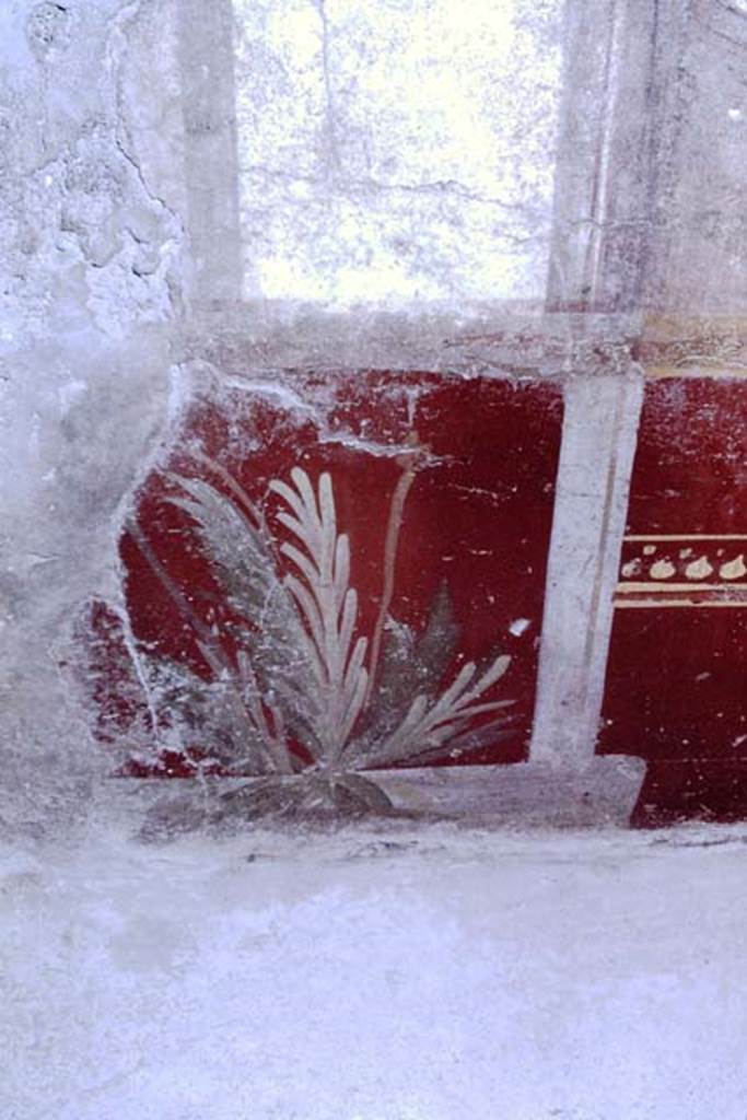 VI.16.7 Pompeii, 1968. Room Q, painted plant at east end of south wall. Photo by Stanley A. Jashemski.
Source: The Wilhelmina and Stanley A. Jashemski archive in the University of Maryland Library, Special Collections (See collection page) and made available under the Creative Commons Attribution-Non Commercial License v.4. See Licence and use details.
J68f0246