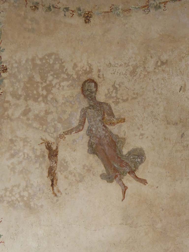VI.16.7 Pompeii. September 2015. Room Q, detail of painting on north side of window in west wall.
Foto Annette Haug, ERC Grant 681269 DÉCOR.
