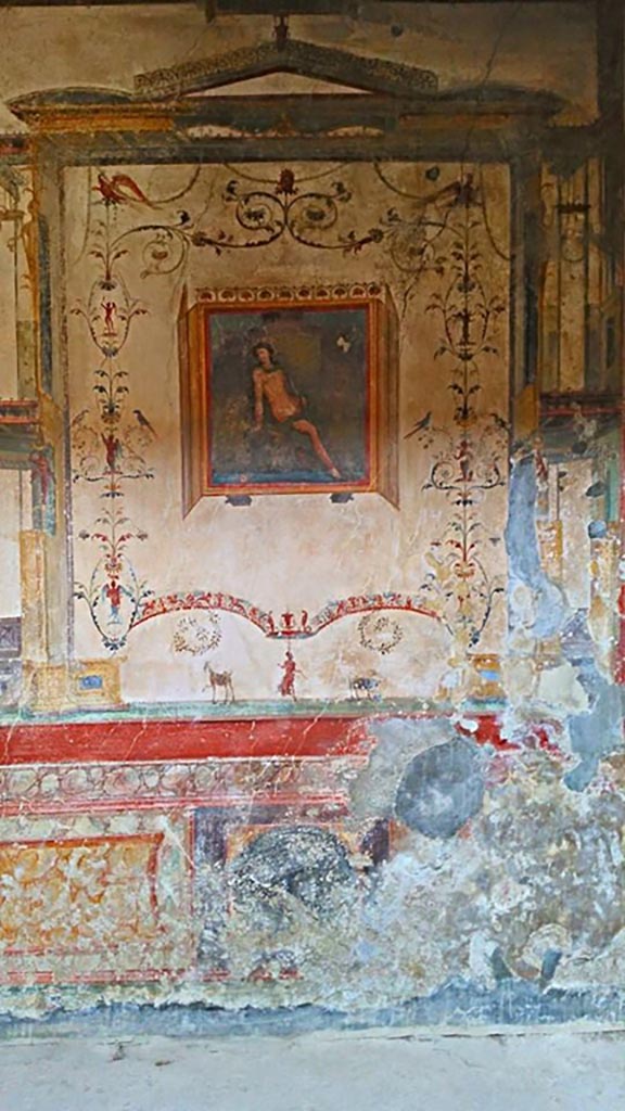 VI.16.15 Pompeii. 2015/2016.
Tablinum D, west wall. Photo courtesy of Giuseppe Ciaramella.
