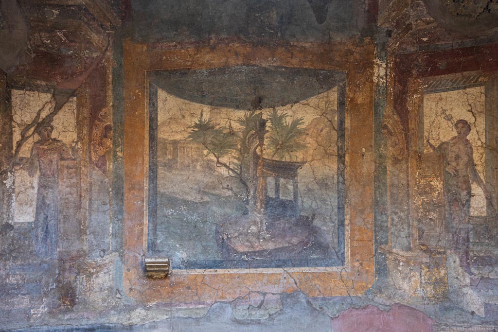 VI.16.15 Pompeii. January 2024. Detail from upper west side of atrium B. Photo courtesy of Johannes Eber.