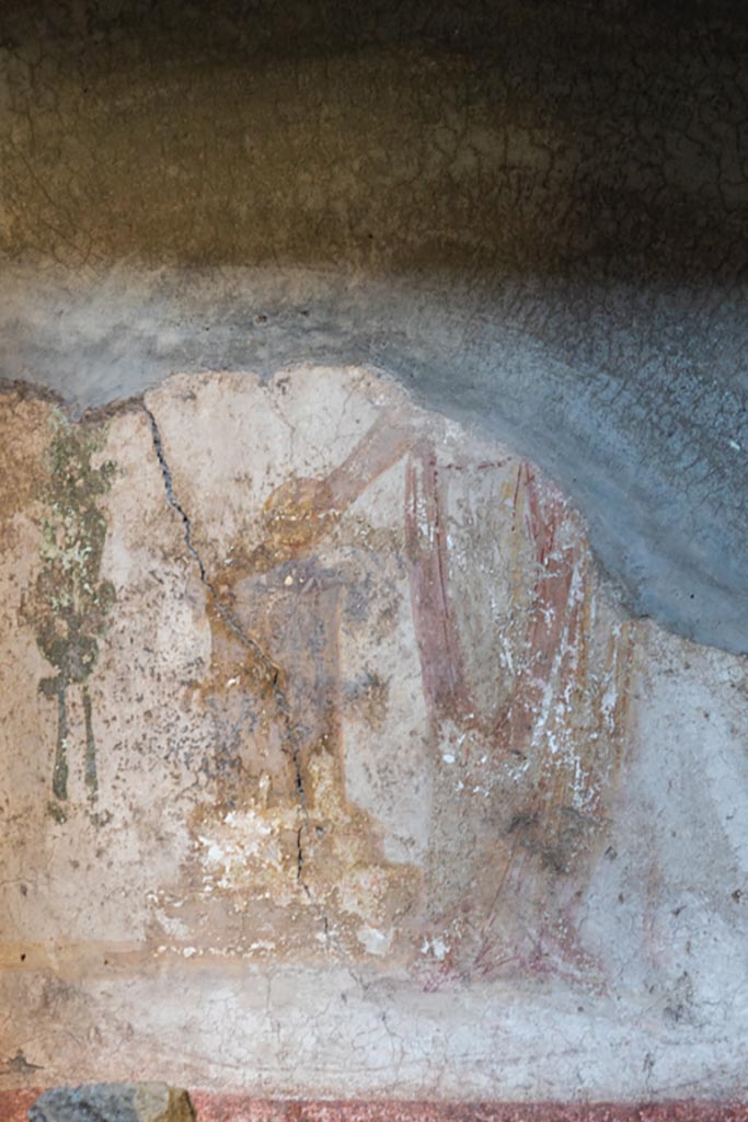 VI.16.15 Pompeii. January 2024.
Detail of painting from lararium niche. Photo courtesy of Johannes Eber.