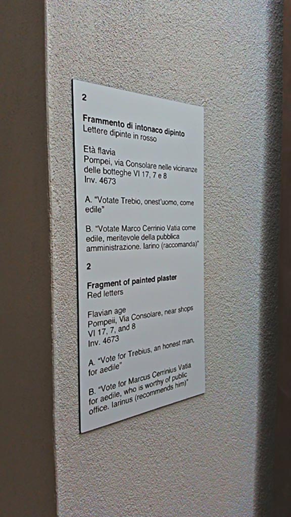 VI.17.7 and 8 Pompeii. Information card in Naples Archaeological Museum.
Photo courtesy of Giuseppe Ciaramella, June 2017.