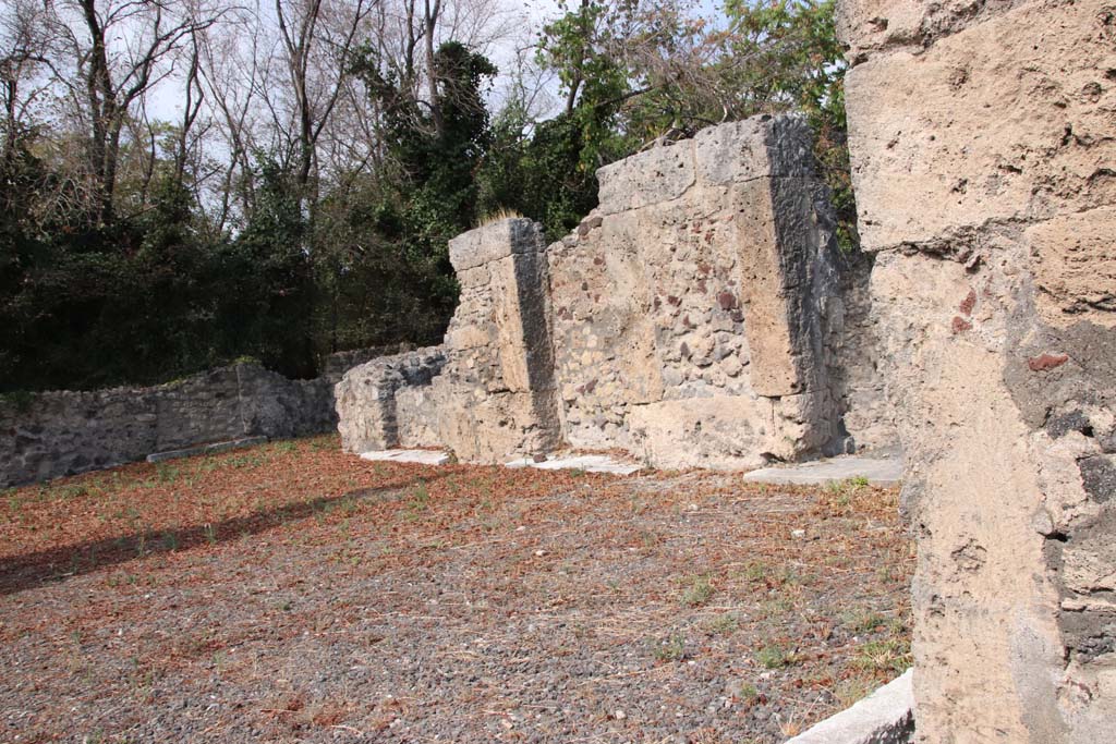VI.17.17 Pompeii. September 2021.
Looking towards doorways (now blocked) on north side of atrium from entrance doorway. Photo courtesy of Klaus Heese.