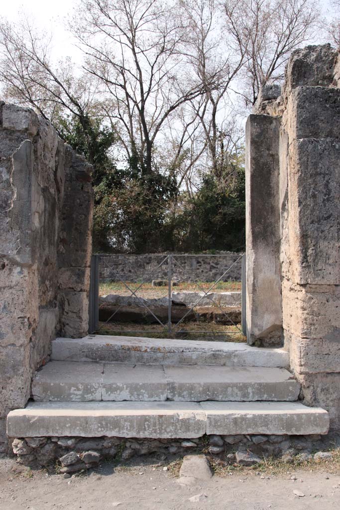 VI.17.17 Pompeii. September 2021.
Entrance doorway with steps, looking west. Photo courtesy of Klaus Heese.