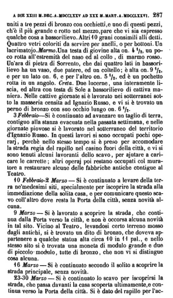 Copy of Pompeianarum Antiquitatum Historia 1, I, Page 287, January to March 1776