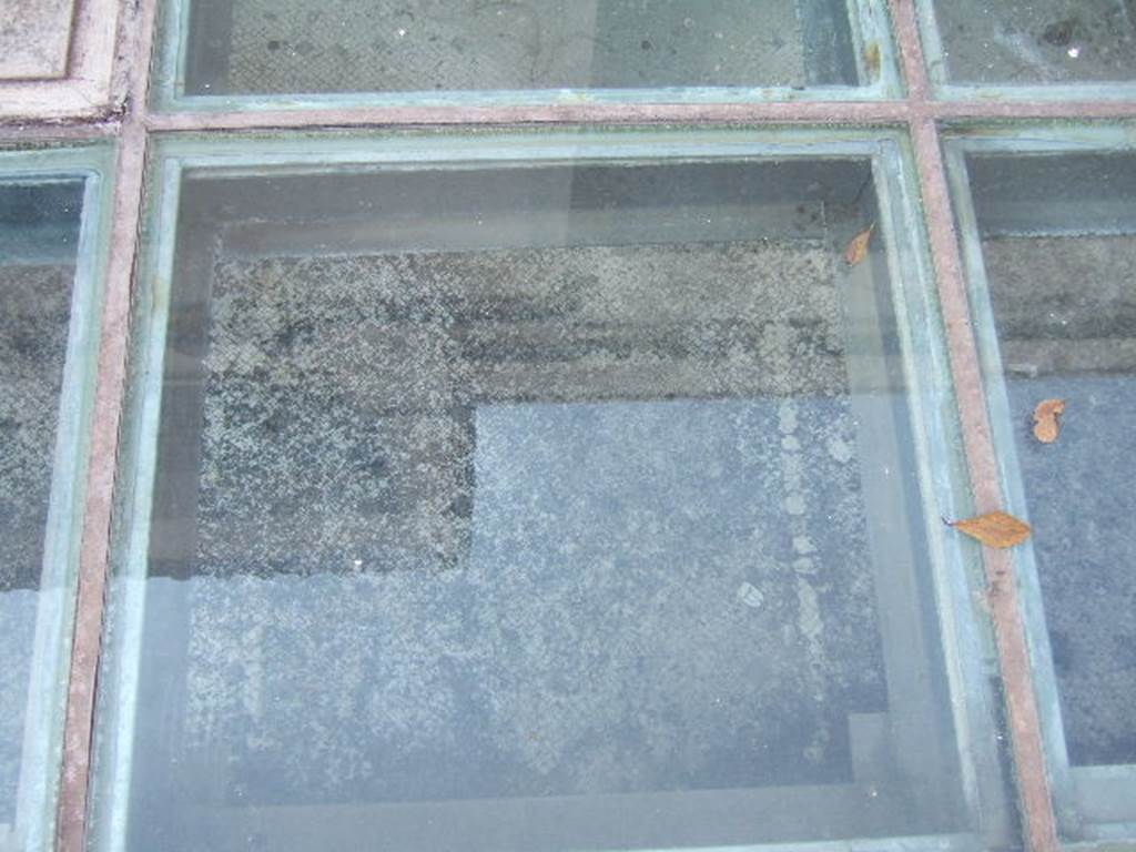 VI.17.27 Pompeii. May 2006. Floor mosaic preserved in atrium under a raised floor.