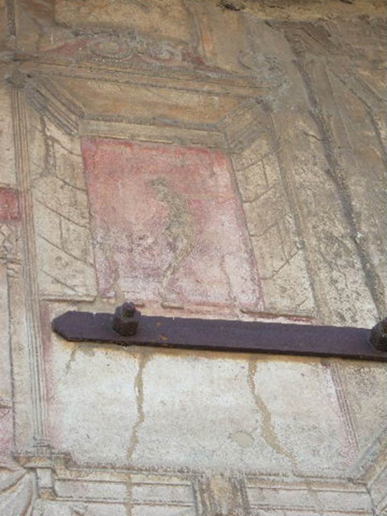 VII.1.8. Pompeii . September 2005. Detail of stucco plaster on wall in south west corner of gymnasium C.