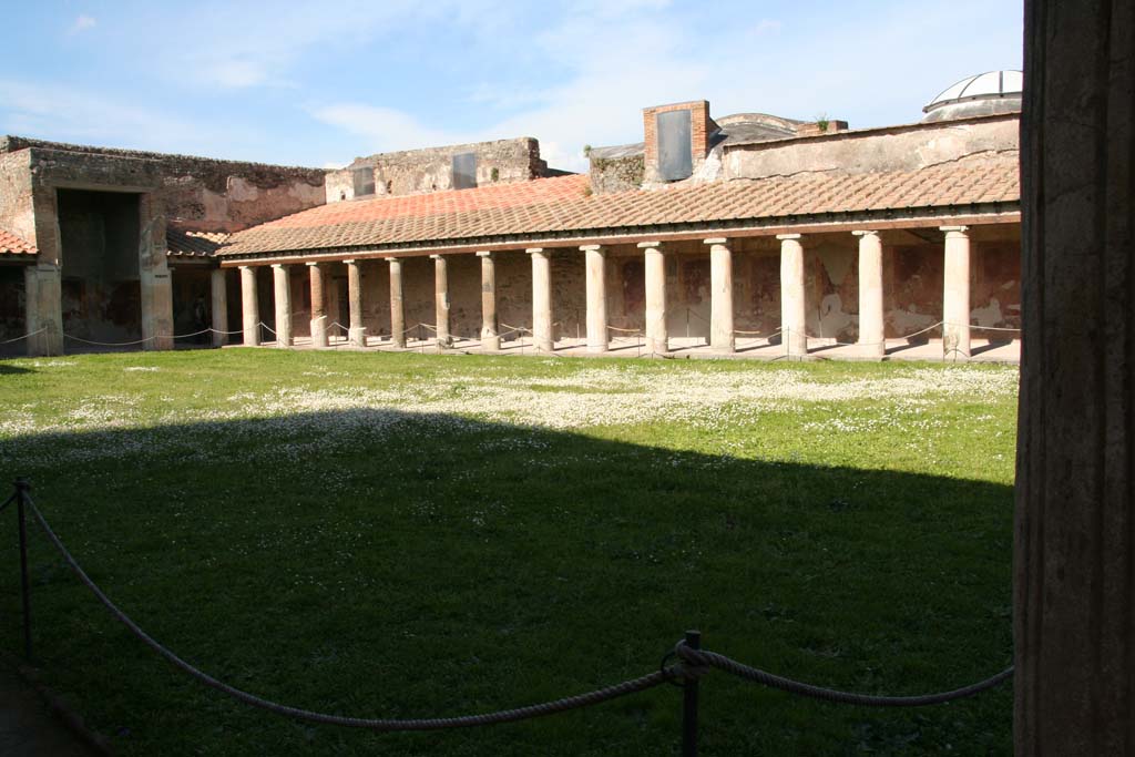 VII.1.8 Pompeii. April 2013. Looking north-east across gymnasium C towards east portico.
Photo courtesy of Klaus Heese.