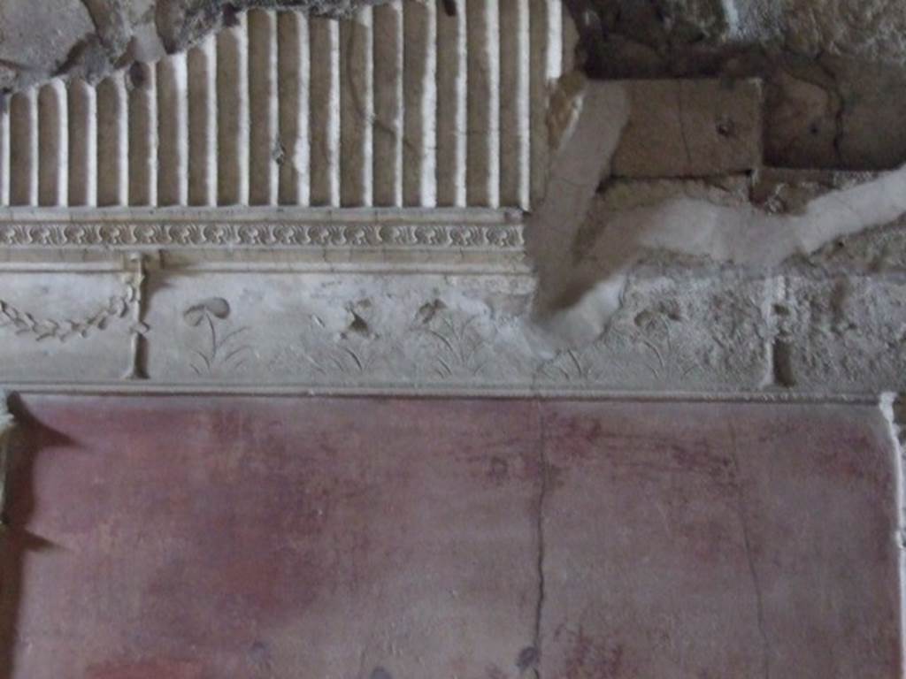 VII.1.8 Pompeii. December 2007. Stucco on north wall in caldarium 9 in women’s baths.
