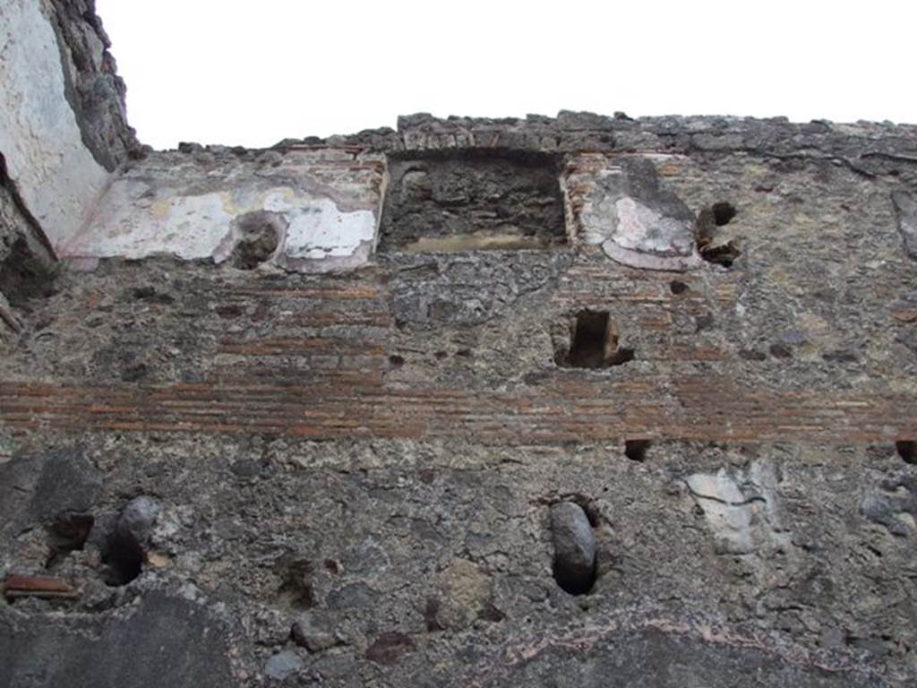 VII.1.8 Pompeii. December 2007. Room 8, women’s baths anteroom, east wall showing upper floors.