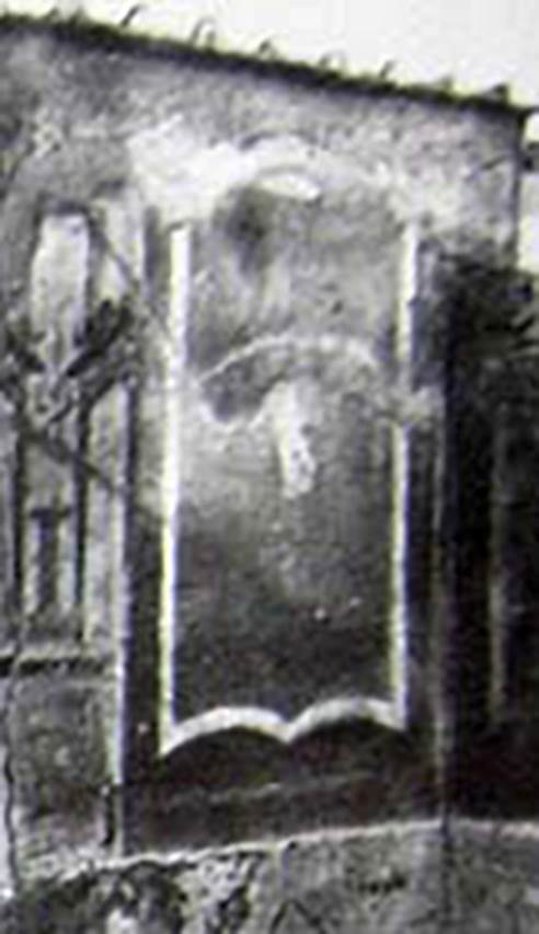 VII.1.25 Pompeii. Old undated 19th century photo. Atrium 24.
Enlarged detail of painted decoration in north-west corner of atrium.