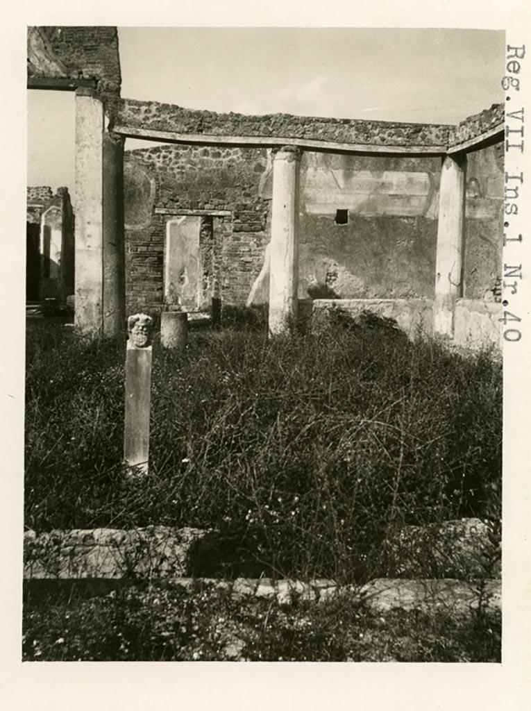 VII.1.40 Pompeii. Pre-1937-39. Looking across peristyle towards north portico and north-east corner.
Photo courtesy of American Academy in Rome, Photographic Archive. Warsher collection no. 1455.