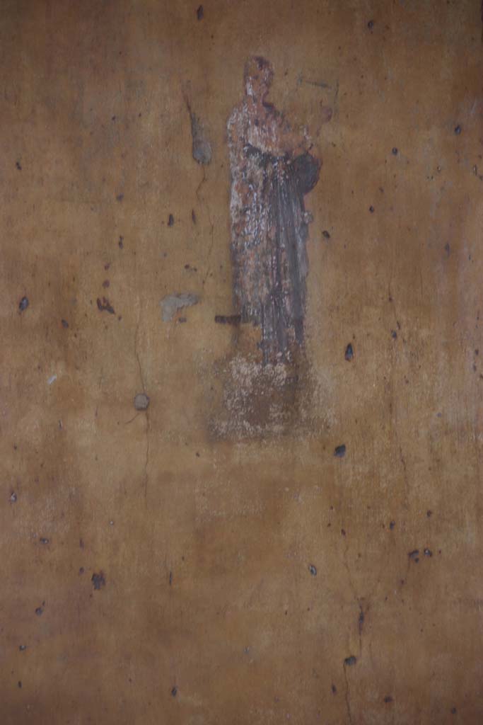 VII.1.47 Pompeii. September 2017. 
Exedra 10, detail of Erato with lyre, from middle of side panel at east end of north wall. 
Photo courtesy of Klaus Heese.

