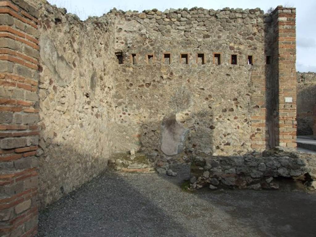 VII.1.62 Pompeii. December 2007. East wall with base of staircase.