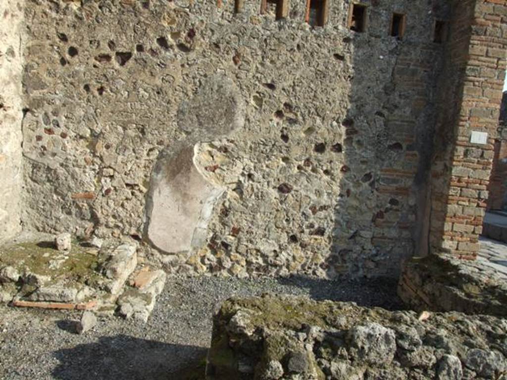 VII.1.62 Pompeii. Side entrance. December 2007. East wall with base of staircase to upper floor.