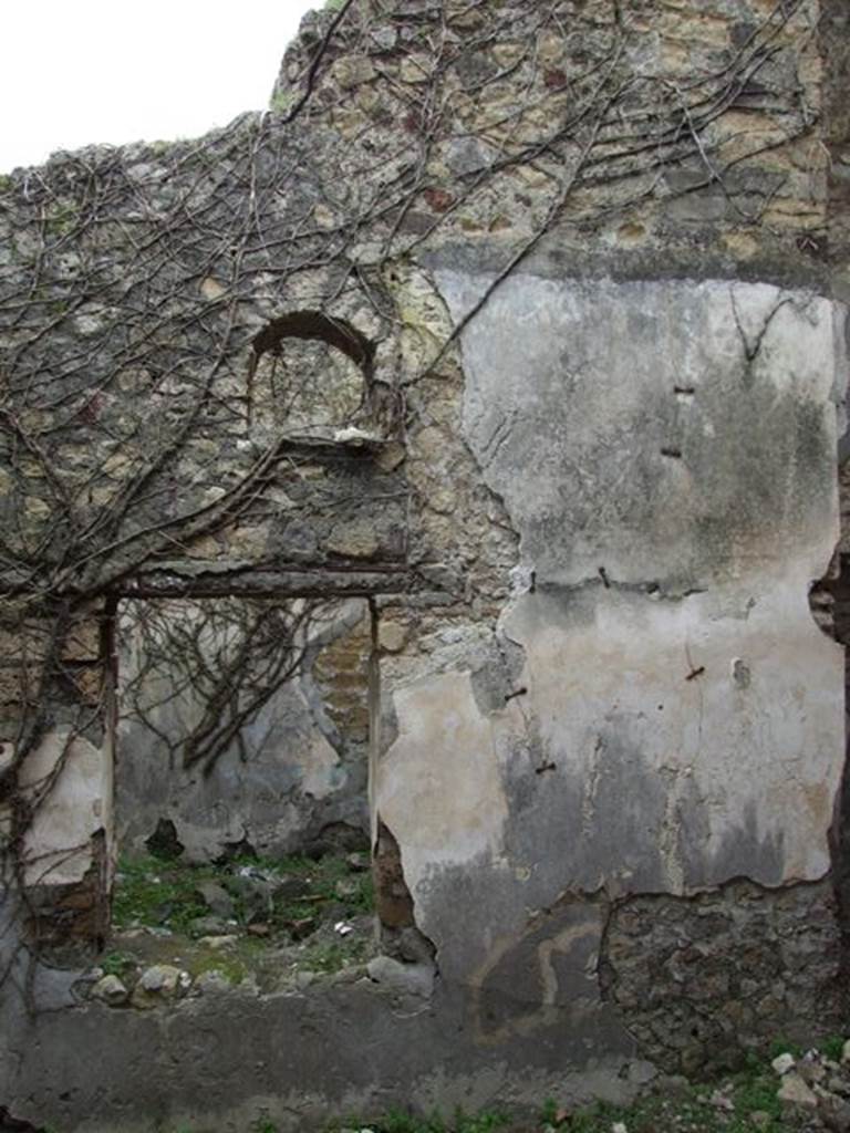 VII.2.14 Pompeii. March 2009. Garden room. South wall with niche and window.