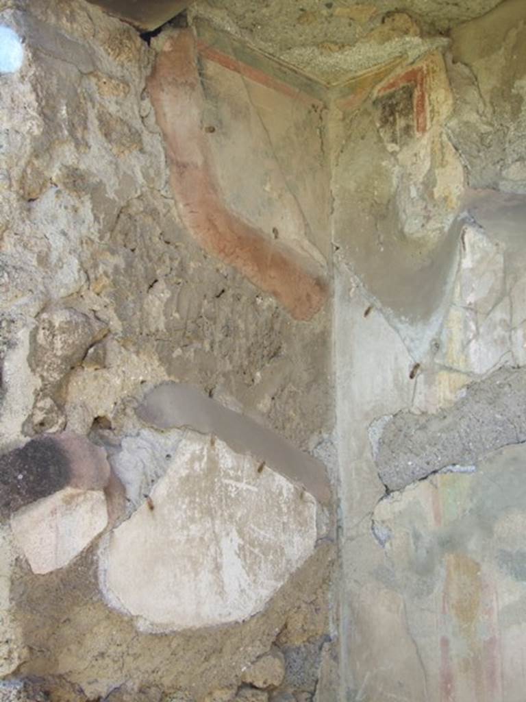 VII.2.16 Pompeii. March 2009. Upper south west corner of Lararium Niche in west wall of Portico.