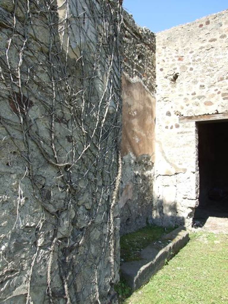 VII.2.16 Pompeii. March 2009. North-west corner of peristyle, and site of recess for two large cupboards.