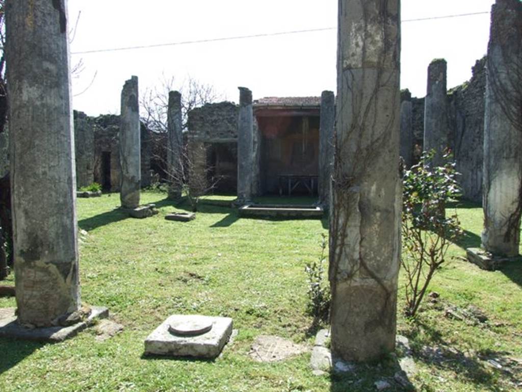 VII.2.16 Pompeii. March 2009. Looking south east across peristyle garden, from north portico.